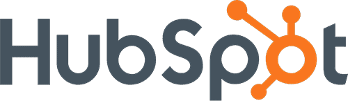 HubSpot logo featuring a stylized orange symbol and the company's name in gray.