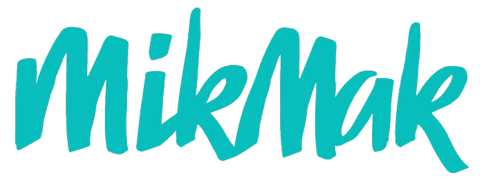 MikMak logo in turquoise with a playful, handwritten font style on a transparent background.