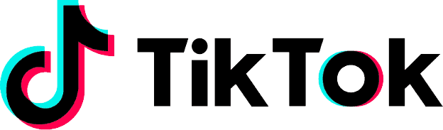 TikTok logo featuring a stylized musical note with vibrant colors next to the brand name in bold, black text.