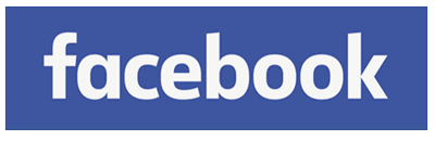 Facebook logo in white on a blue background, representing the social media platform.